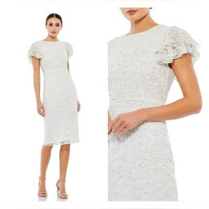 Mac Duggal 10827 NWOT Flounce Sleeve Midi Dress
